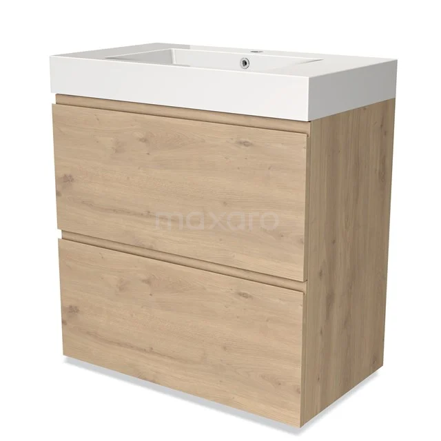 Wooden bathroom unit with 2 drawers and white vanity units with basin, modern design ideal for a stylish bathroom.