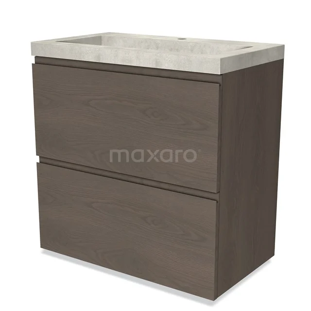 Wooden bathroom unit with two drawers and a concrete vanity units with basin, modern design for stylish bathroom design.