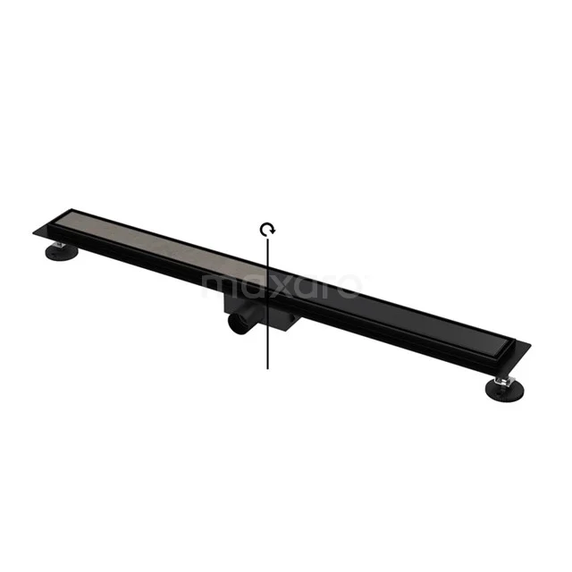 Schwarze Edelstahl Duschrinne mit rechteckigem Design, losem Flansch und abnehmbarem Rost, ideal für moderne Badezimmerstile.