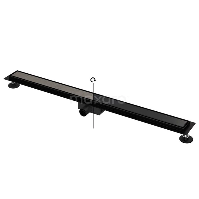 Schwarze, rechteckige Edelstahl Duschrinne mit modernem Design, ideal für stilvolle Badezimmerabflusssysteme.