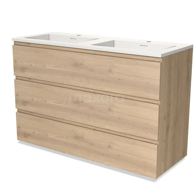 Modulo Vanity units with basin | 120 cm Light brown oak Handle-less front Solid surface 3 drawers BMW19-02137