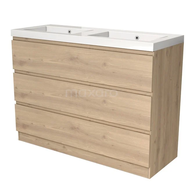 Modulo Vanity units with basin | 120 cm Light brown oak Handle-less front Mineral marble 3 standing drawers BMW19S-00542