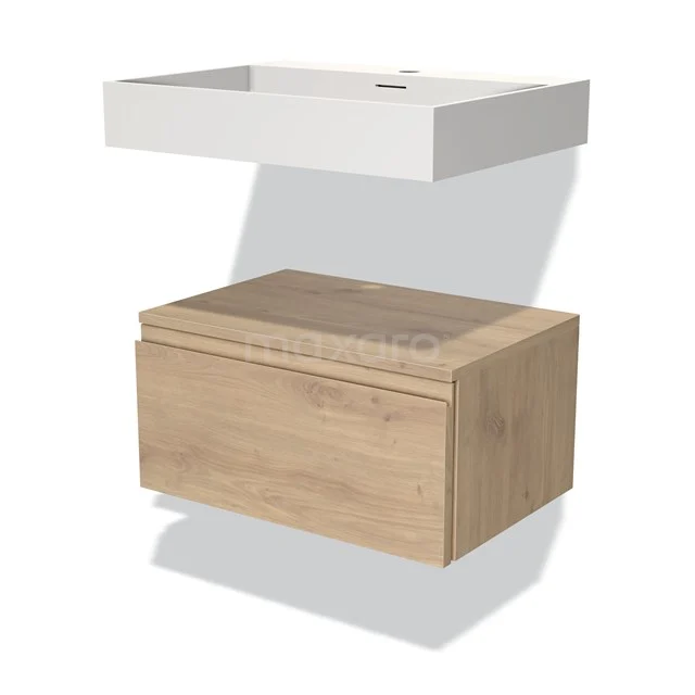 Wooden bathroom unit with drawers and white ceramic basin, modern floating design for stylish bathroom design.