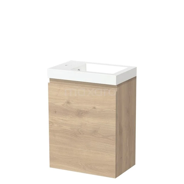 Modulo Pico Toiletmeubel met wastafel | 40 cm Lichtbruin eiken Greeploos front Mineraalmarmer TMW10-00346