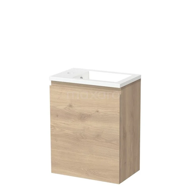 Modulo Pico Toiletmeubel met wastafel | 40 cm Lichtbruin eiken Greeploos front Mineraalmarmer TMW10-00349