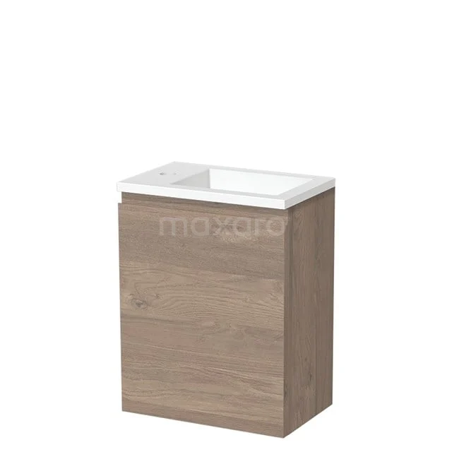 Modulo Pico Toiletmeubel met wastafel | 40 cm Middenbruin eiken Greeploos front Solid surface TMW10-00353