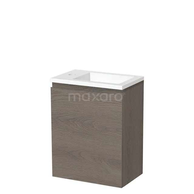 Modulo Pico Toiletmeubel met wastafel | 40 cm Donkerbruin eiken Greeploos front Solid surface TMW10-00354