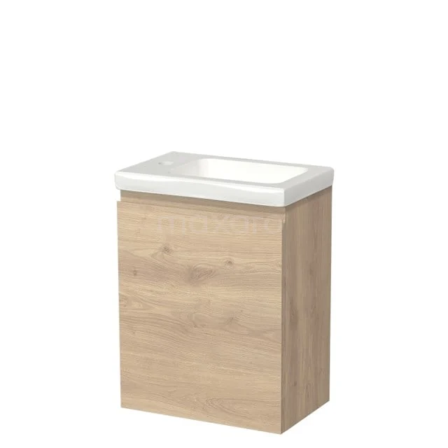 Modulo Pico Toiletmeubel met wastafel | 40 cm Lichtbruin eiken Greeploos front Keramiek TMW10-00355