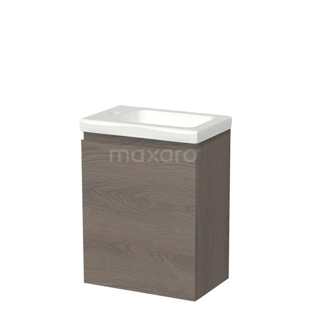 Modulo Pico Toiletmeubel met wastafel | 40 cm Donkerbruin eiken Greeploos front Keramiek TMW10-00357