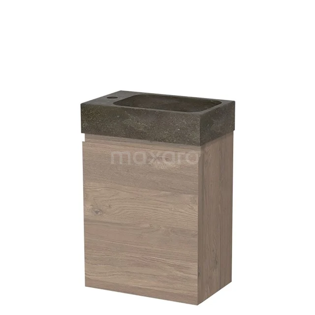 Toiletmeubel met Wastafel Natuursteen Modulo Middenbruin Eiken 40 cm TMW10-00359