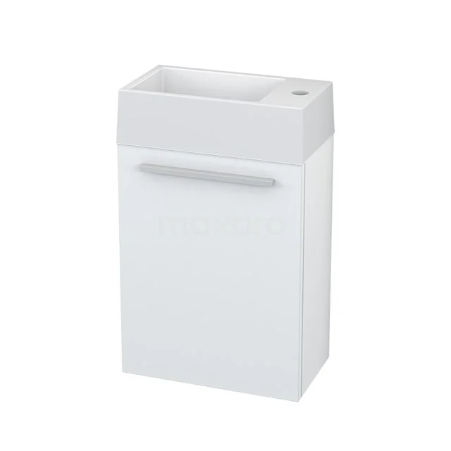 Toilet unit with basin Mineral marble Canto High-gloss white 40cm BMT000202 White bathroom unit with integrated vanity unit with basin, modern design, compact size, ideal for small bathrooms.