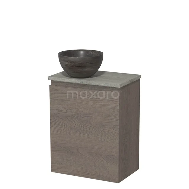 Toilet unit with countertop wash basin | 41 cm Dark brown oak Handleless front Blue stone Natural stone worktop Grey oak worktop TMK10-09201