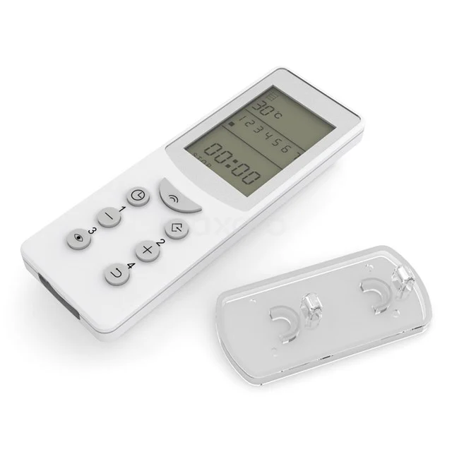 Remote control electric thermostat EAB001WZ White digital thermostat with LED display and buttons, ideal for precise temperature control in the bathroom.