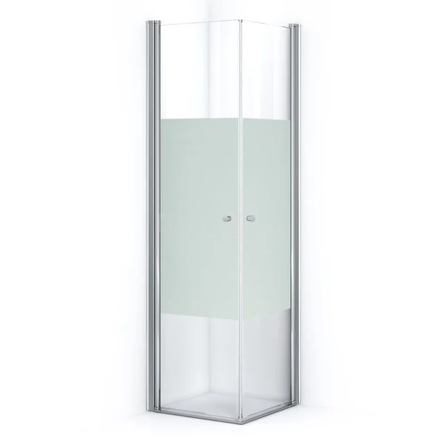 Rechteckige Glas-Duschkabine mit Mattglas und Aluminiumprofilen, ideal für moderne Badezimmereinrichtungen.