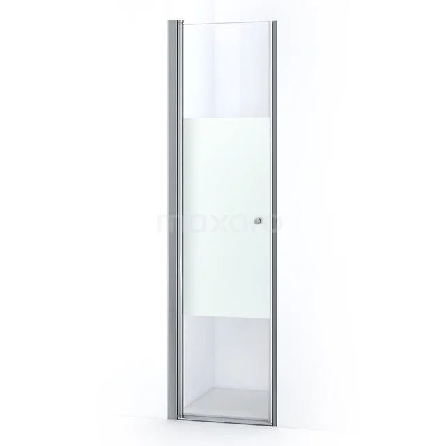 Glasdouchedeur mit mattem und klarem Glas, Aluminiumprofil, ideal für ein modernes Badezimmer.