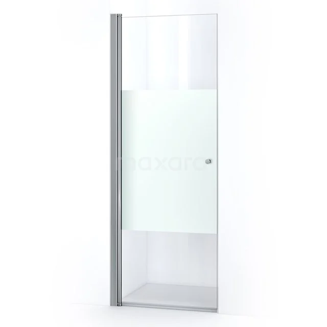 Zircon Comfort Duschtür | 75 cm Chrom Klar mit matter Streifen Pendeltür S0312-0800N Glas Duschtür mit Matt Weiß Paneel, Aluminiumrahmen, perfekt für einen modernen Badezimmerstil.