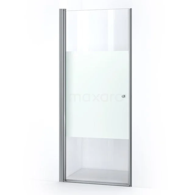 Glasene Duschtür mit mattem Mittelpaneel, silbernem Aluminiumrahmen, ideal für moderne Badezimmer.