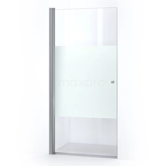 Duschtür Zircon Comfort 100cm aus klarem Sicherheitsglas mit mattem Streifen Chrom S0322-1000N Glas Duschtür mit mattem Glas und Aluminiumrahmen, ideal für ein modernes Badezimmer.