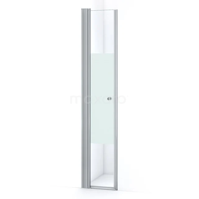 Zircon Comfort Duschtür | 45 cm Chrom Klar mit matter Streifen Drehtür S0322-0469N Glas Duschtür mit mat Profil, strakes Design, Klarglas; ideal für moderne Bäder.