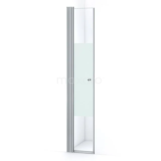 Zircon Comfort Duschtür | 45 cm Chrom Klar mit matter Streifen Drehtür S0332-0470N Glas Dusche Tür mit Mattglas, Aluminium Profil und schlankem Designstil, ideal für moderne Badezimmergestaltung.