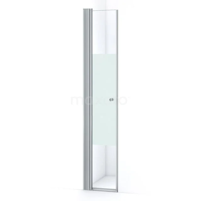 Zircon Comfort Duschtür | 50 cm Chrom Klar mit matter Streifen Drehtür S0322-4570N Glas Dusche Tür mit Mattglas, Aluminium Profil und schlankem Designstil, ideal für moderne Badezimmergestaltung.