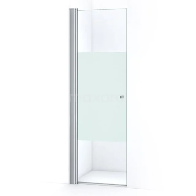 Zircon Comfort Duschtür | 70 cm Chrom Klar mit matter Streifen Pendeltür S0322-0700N Glas Duschtür mit Aluminiumrahmen, klares und mattes Glas, ideal für einen modernen Badezimmerstil.