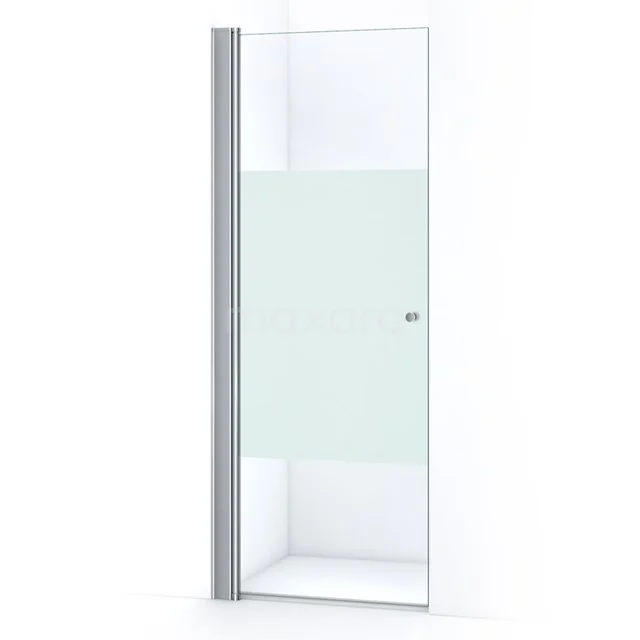 Zircon Comfort Duschtür | 80 cm Chrom Klar mit matter Streifen Pendeltür S0322-0800N Glasene Duschtür mit Mattfolie, Aluminium Profil, modernes Design, ideal für ein stilvolles Badezimmer.