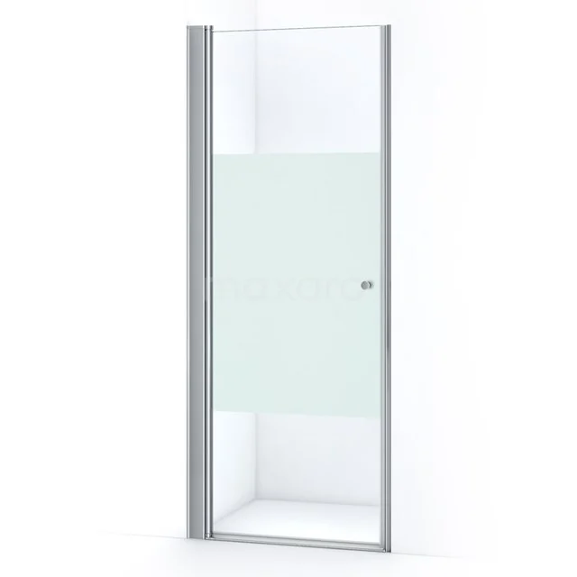 Zircon Comfort Duschtür | 85 cm Chrom Klar mit matter Streifen Drehtür S0322-0869N Glas Duschtür mit mattem Glas und Aluminiumrahmen, ideal für ein modernes Badezimmer.