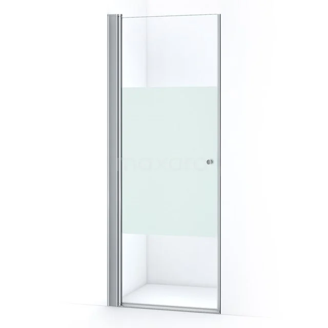Zircon Comfort Duschtür | 80 cm Chrom Klar mit matter Streifen Drehtür S0322-0870N Mattglas Duschtür mit Aluminium Profil, modernes Design, ideal für eine stilvolle Badezimmergestaltung.
