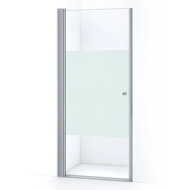 Zircon Comfort Duschtür | 95 cm Chrom Klar mit matter Streifen Drehtür S0322-0969N Duschwand mit mattem Glaspaneel, silberfarbenem Aluminiumrahmen; schlankes Design, ideal für eine moderne Badezimmer-Einrichtung.