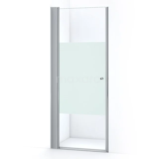 Glasene Duschtür mit mattem transparentem Paneel, Aluminiumrahmen und minimalistischem Design für moderne Badezimmerstile.