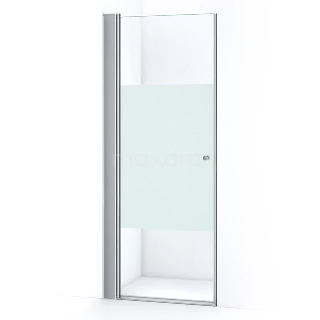 Glas Drehtür mit Matt Weißer Streifen, Aluminium Profil, geeignet als Badezimmer Dusche. Modernes Design.