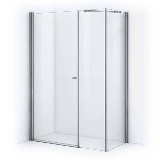 Glass shower enclosure with sliding door, silver profile, modern design, ideal for a stylish bathroom.
