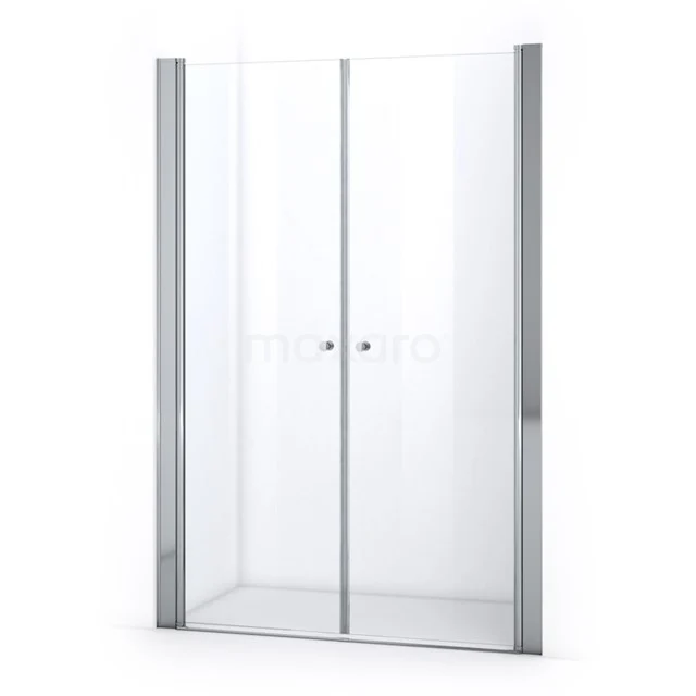 Glas Duschkabine mit doppelter Schiebetür, silberfarbene Profile, elegantes Design; ideal für moderne Bäder.