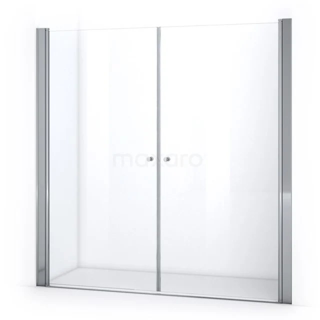 Glasene Duschwand mit Aluminiumprofilen, Schiebetüren und klarem Design, perfekt für ein modernes Badezimmer.