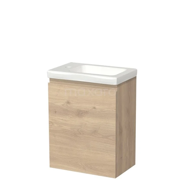 Modulo Pico WC-Möbel mit Waschbecken | 40 cm Hellbraune Eiche Grifflose Front Keramik TMW10-00379 Kompakte Badmöbel in heller Holzfarbe mit integrierter weißer Waschbecken, ideal für moderne und kleine Bäder.