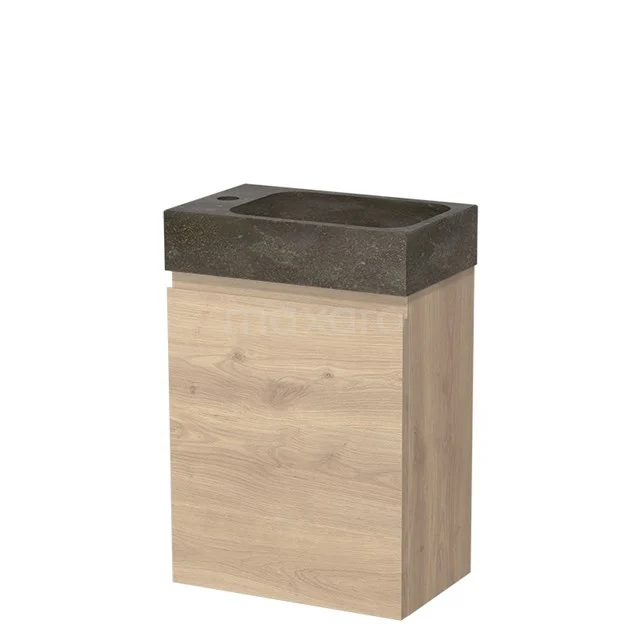 Modulo Pico Toiletmeubel met wastafel | 40 cm Lichtbruin eiken Greeploos front Natuursteen TMW10-00382