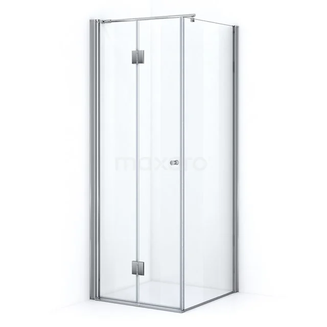Glass square shower enclosure with aluminium profile, space-saving design for a modern bathroom.