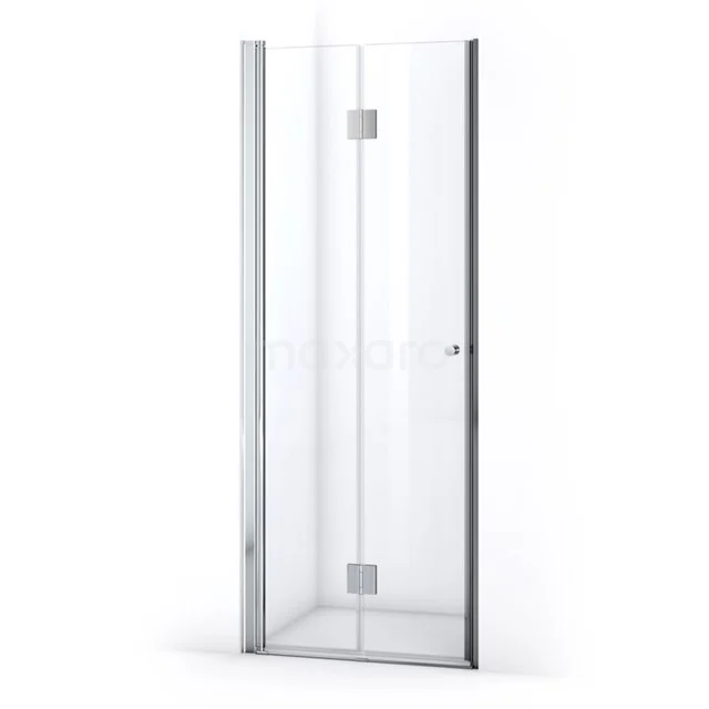 Zircon Allure Shower door | 80 cm Chrome Clear glass Folding door S0600-0869 Glass shower door with hinges, rectangular design, clear glass and aluminium profiles, ideal for modern bathrooms.