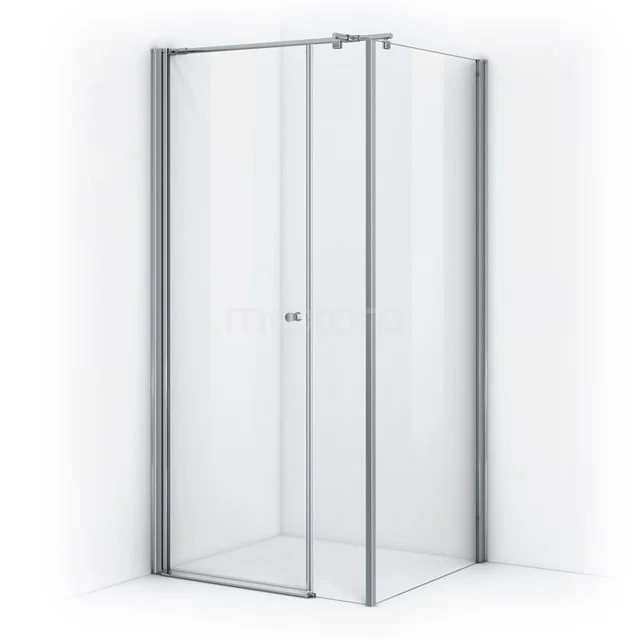 Moderne Glas-Duschkabine mit Eckeinstieg, Aluminiumrahmen und minimalistischem Design; ideal für ein stilvolles Badezimmer.