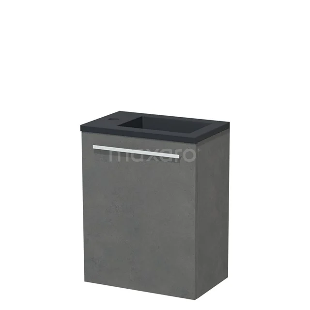 Modulo Pico WC-Möbel mit Waschbecken | 40 cm Dunkelgrauer Beton Glatte Front Quarz TMW10-00410 Kompakter grauer Badschrank mit mattem Anthrazit-Finish, metallischem Haltegriff und modernem, platzsparendem Design.