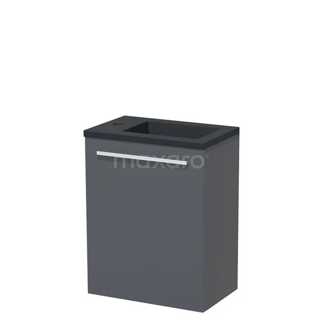 Modulo Pico WC-Möbel mit Waschbecken | 40 cm Dunkelgrau Glatte Front Quarz TMW10-00423 Dunkelgrauer Badschrank mit klaren Formen, matter Oberfläche und einer Tür; ideal für moderne Badezimmer.
