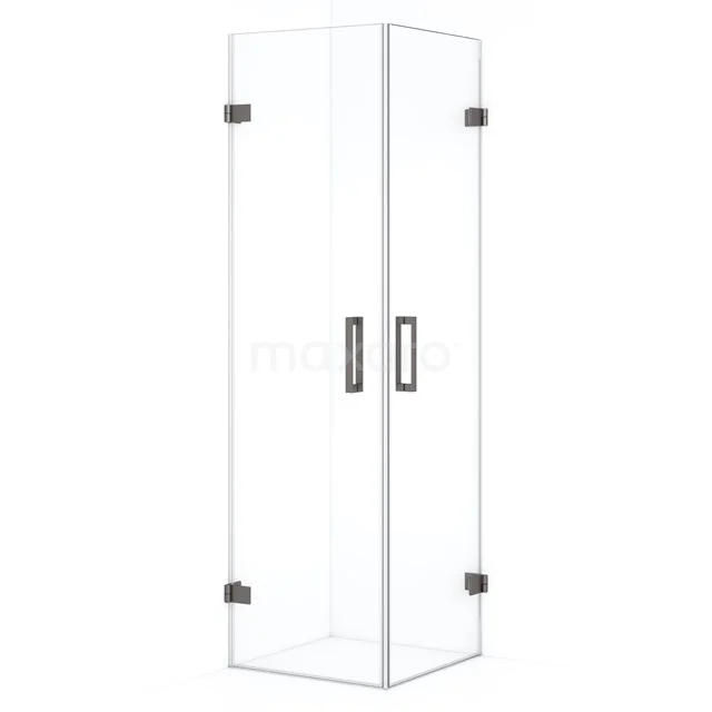 Duschkabine Diamant 60x60cm Klar Sicherheitsglas Schwarz Metall CDE1060620ZM Glas Duschkabine quadratisches Design, klare Paneele, schwarze Scharniere und Griffe, ideal für modernen Badezimmerstil.