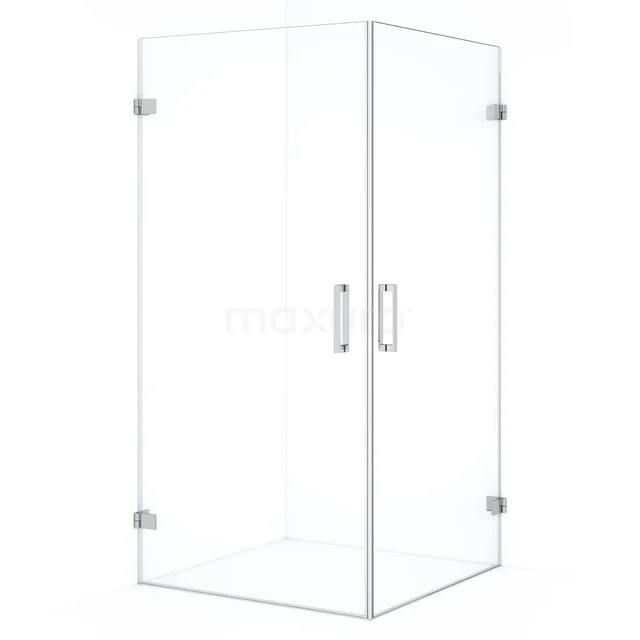 Diamond Shower cabin | 90x90 cm Chrome Clear glass Pivot door Square CDE1090920C Glass shower enclosure with corner step, clear glass, chrome hinges and sleek handles, perfect for a modern bathroom.
