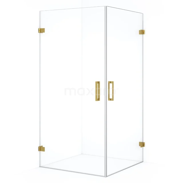 Diamond Duschkabine | 90x90 cm Gold Drehtür Quadrat CDE1090920GG Glas Duschkabine mit goldfarbenen Scharnieren und Haltegriffen, modernes Design; luxuriöse Ergänzung für jedes Badezimmer.