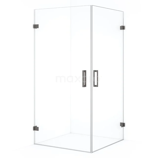 Diamond Shower enclosure | 100x100 cm Black metal Clear glass Pivot door Square CDE1101020ZM