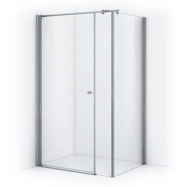Zircon Comfort Shower cabin | 130x80 cm Chrome Clear glass Pivot door Rectangle DH-080310013 Glass shower enclosure with aluminium profiles, corner step and sliding door, ideal for modern bathroom design.