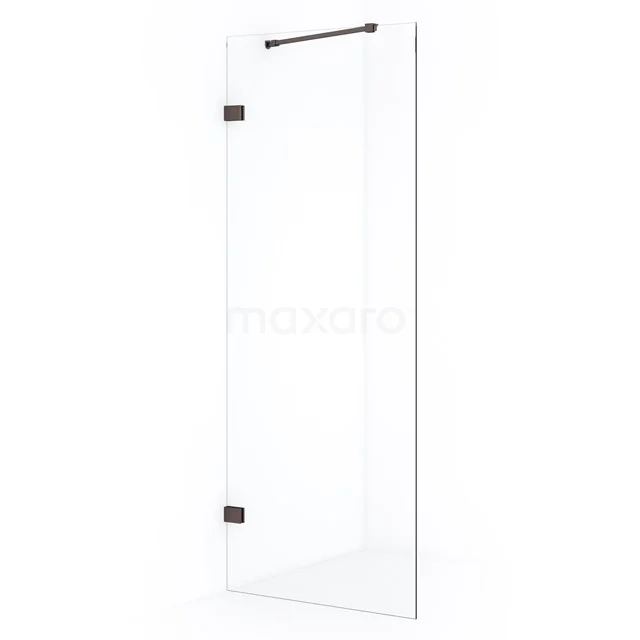 Diamond Inloopdouche | 80 cm Zwart metaal Helder glas Vaste wand IDA08220ZM