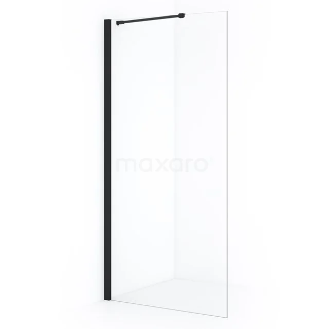 Diamond Inloopdouche | 100 cm Mat zwart Helder glas Vaste wand IDA10210MB