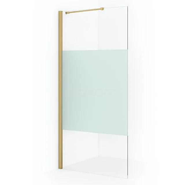 Diamond Inloopdouche | 100 cm Goud Helder met matte strook Vaste wand IDA10213GGN